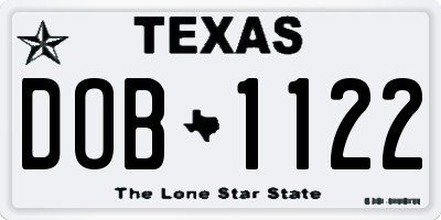 TX license plate DOB1122