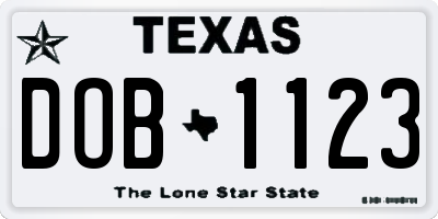 TX license plate DOB1123