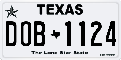 TX license plate DOB1124