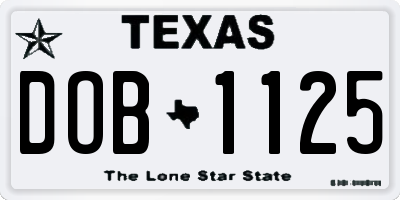 TX license plate DOB1125