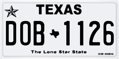 TX license plate DOB1126
