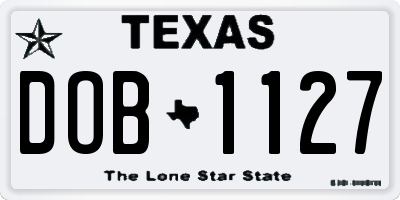 TX license plate DOB1127