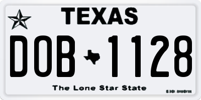 TX license plate DOB1128