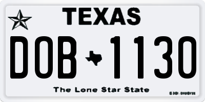 TX license plate DOB1130