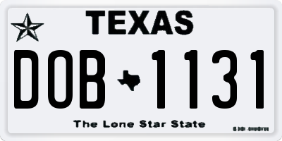 TX license plate DOB1131