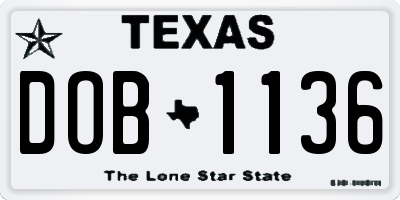 TX license plate DOB1136