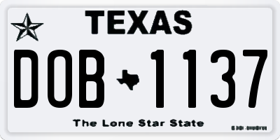TX license plate DOB1137