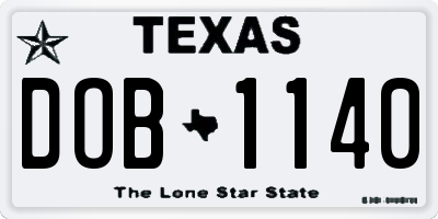 TX license plate DOB1140