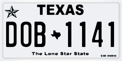 TX license plate DOB1141