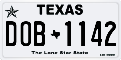 TX license plate DOB1142
