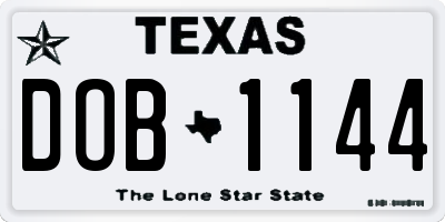 TX license plate DOB1144