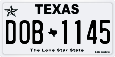 TX license plate DOB1145