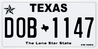 TX license plate DOB1147
