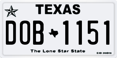 TX license plate DOB1151