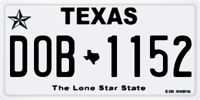 TX license plate DOB1152