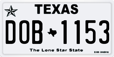 TX license plate DOB1153