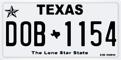 TX license plate DOB1154