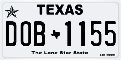 TX license plate DOB1155