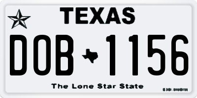 TX license plate DOB1156