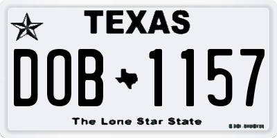 TX license plate DOB1157