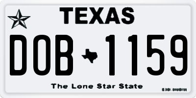 TX license plate DOB1159