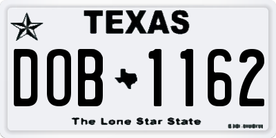TX license plate DOB1162