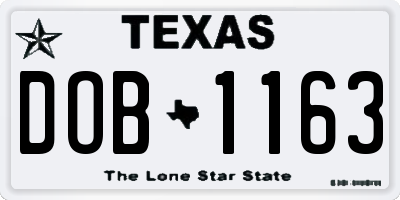 TX license plate DOB1163
