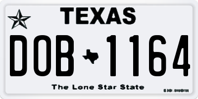 TX license plate DOB1164