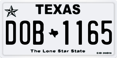 TX license plate DOB1165