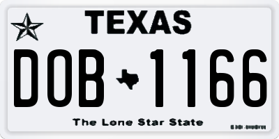 TX license plate DOB1166