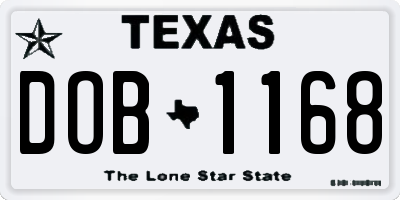 TX license plate DOB1168