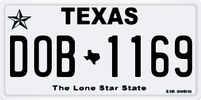 TX license plate DOB1169