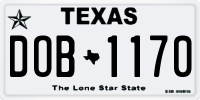 TX license plate DOB1170