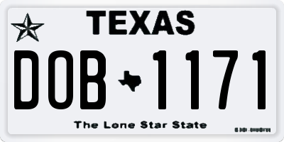 TX license plate DOB1171