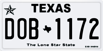 TX license plate DOB1172