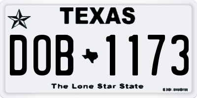TX license plate DOB1173