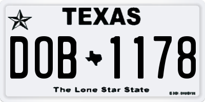 TX license plate DOB1178