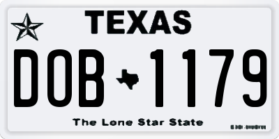 TX license plate DOB1179