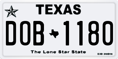 TX license plate DOB1180