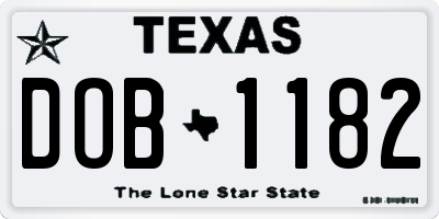 TX license plate DOB1182