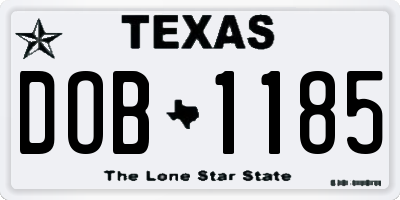 TX license plate DOB1185