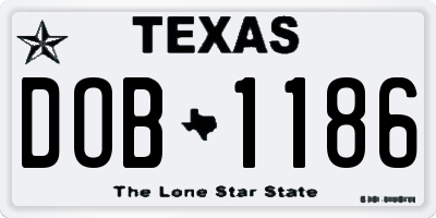 TX license plate DOB1186