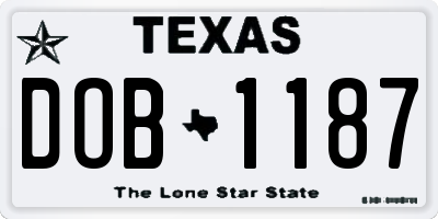 TX license plate DOB1187