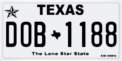 TX license plate DOB1188