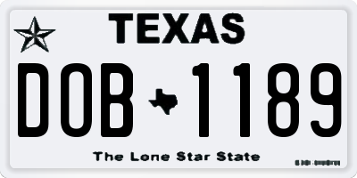 TX license plate DOB1189