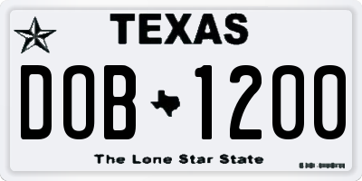 TX license plate DOB1200