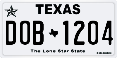 TX license plate DOB1204