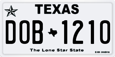 TX license plate DOB1210
