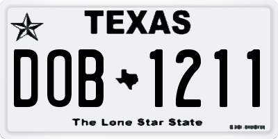 TX license plate DOB1211
