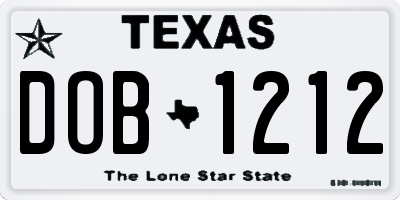 TX license plate DOB1212